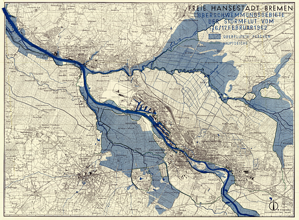 Überschwemmungsgebiete der Februarflut von 1962