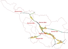 Stadtgebiet Bremen: Übersichtskarte aus der Potentialanalyse zum Schutz vor Bahnlärm 