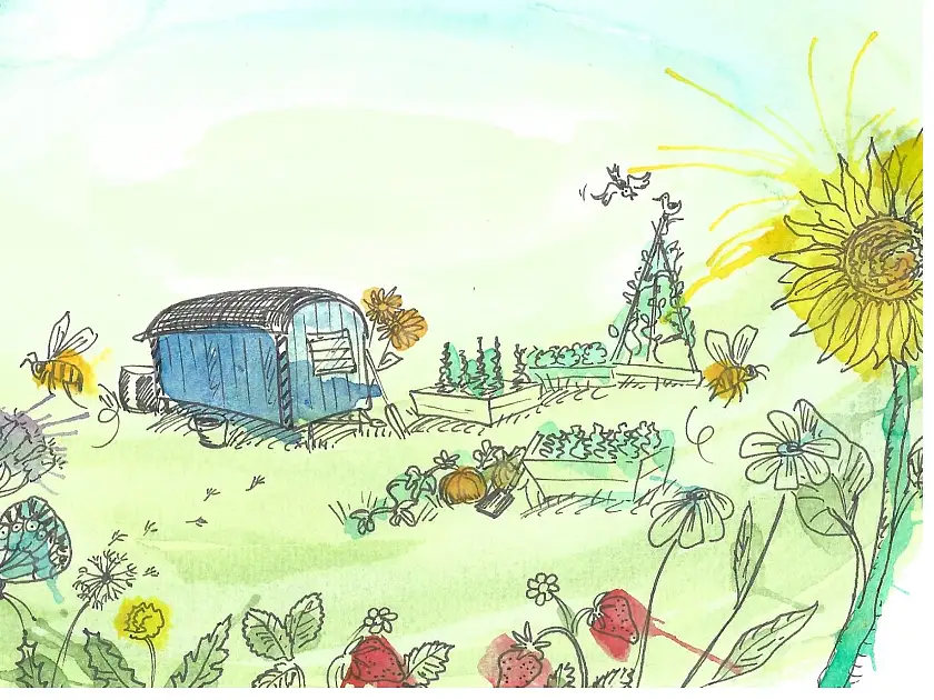 Zeichnung des Blumenthaler Gemeinschaftsgartens 