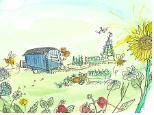 Zeichnung des Blumenthaler Gemeinschaftsgartens 