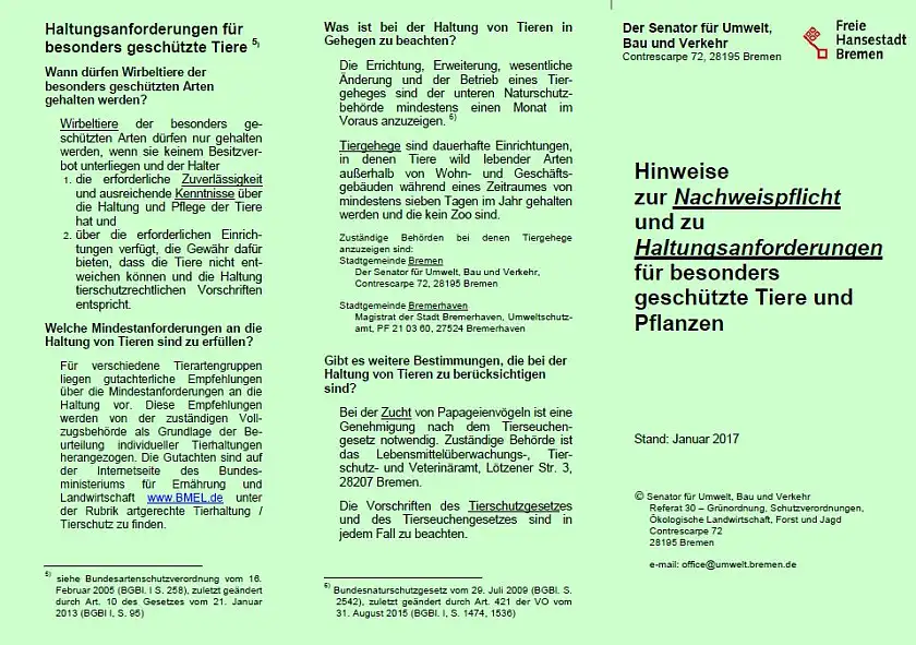 Bild des Hinweisblattes zur Nachweispflicht