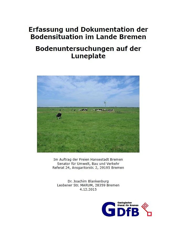 Deckblatt des Berichtes Bodenuntersuchung Luneplate