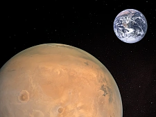 Blick vom Mars auf die Erde