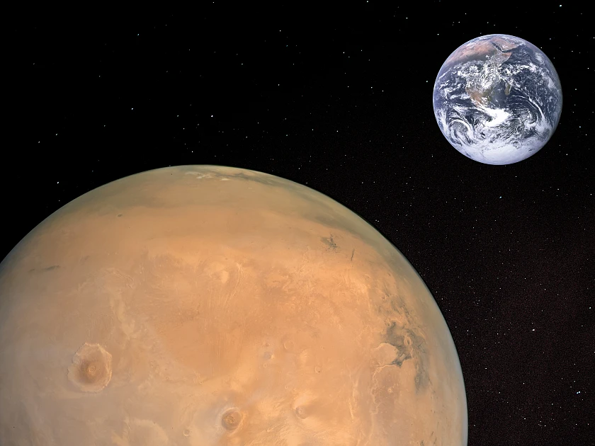 Blick vom Mars auf die Erde