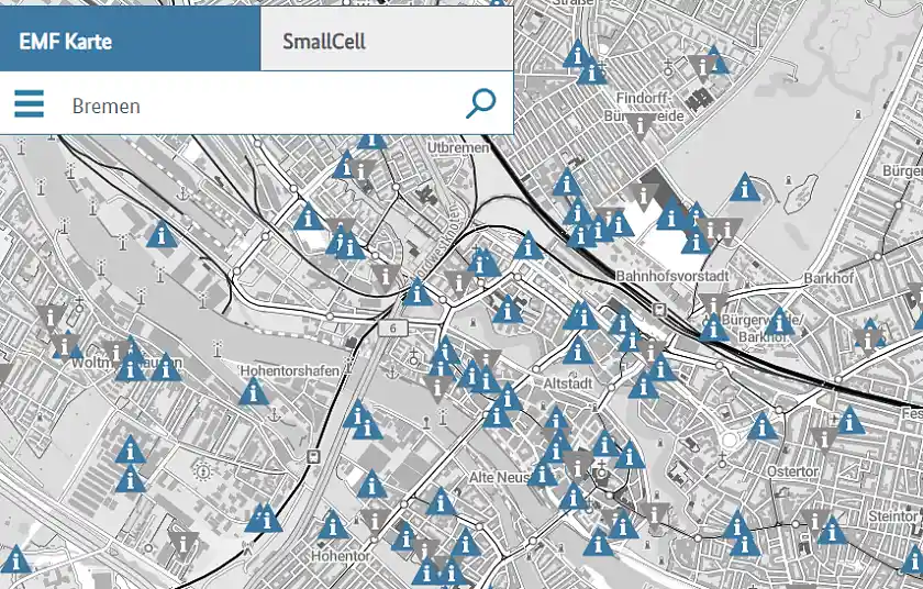Positionen der Funkanlagenstandorte