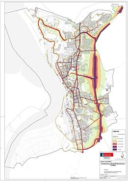 Darstellung der Lärmkarte Straßenverkehrslärm Bremerhaven mit dem Lärmindex LDEN