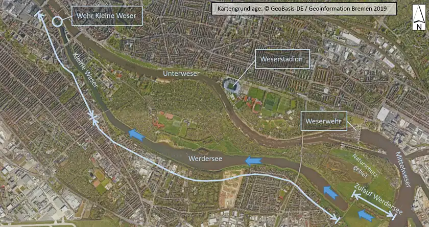 Luftbild Kleine Weser und Werdersee