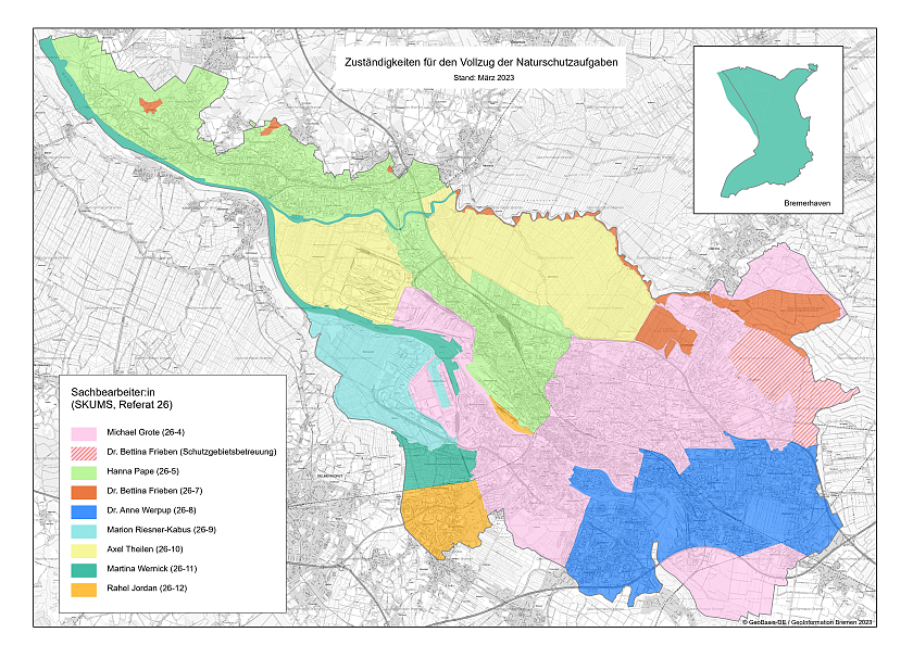 Karte der Zuständigkeitsbereiche der gebietsbezogenen Naturschutzaufgaben