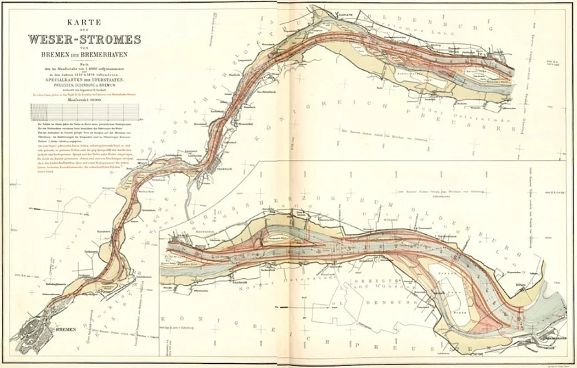 Plan der Weserkorrektion von Franzius