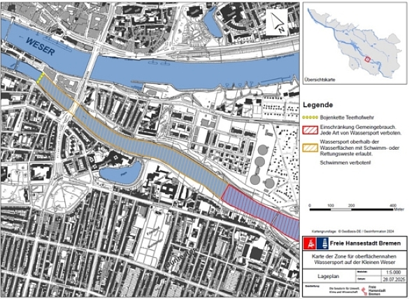 In einem Teilbereich der Kleinen Weser ist Wassersport oberhalb der Wasseroberfläche wieder möglich