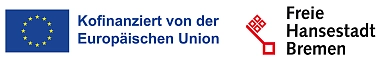 Förderhinweis der EU mit dem Logo der Europäischen Union und dem Logo der Senatorin für Umwelt, Klima und Wissenschaft
