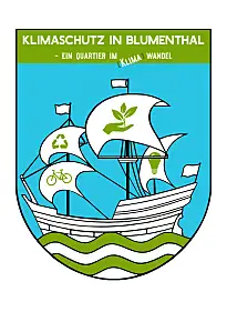 Logo des Projektes Klimaschutz in Blumenthal - ein Quartier im (Klima-)Wandel, es ist angelehnt an das Blumenthaler Wappen