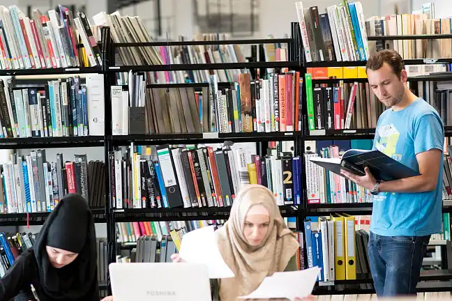 Studierende lesen und lernen in der Bibliothek