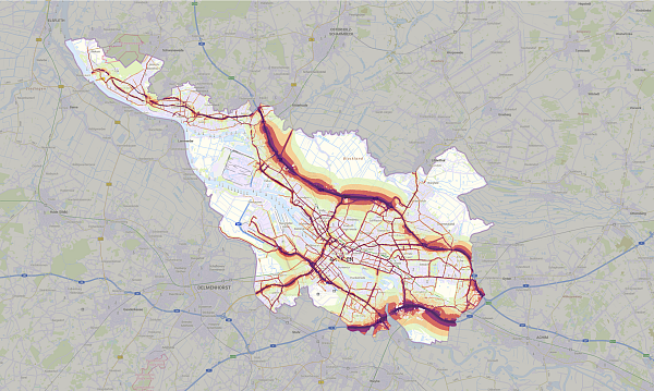 Ausschnitt der Straßenlärmkarte Bremen